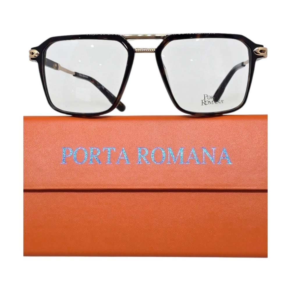 Porta Romana havana and gold  Glasses with Case